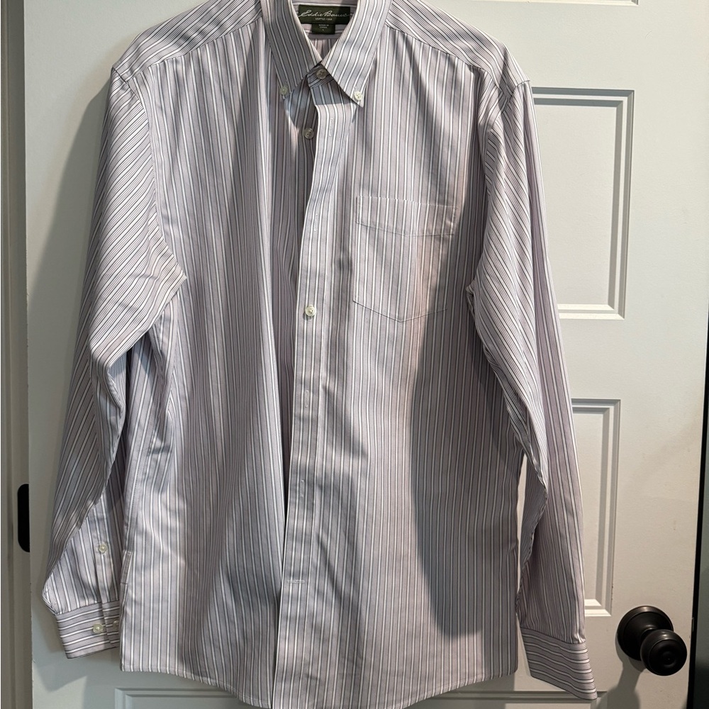 Eddie Bauer Men's Striped Gray Shirt